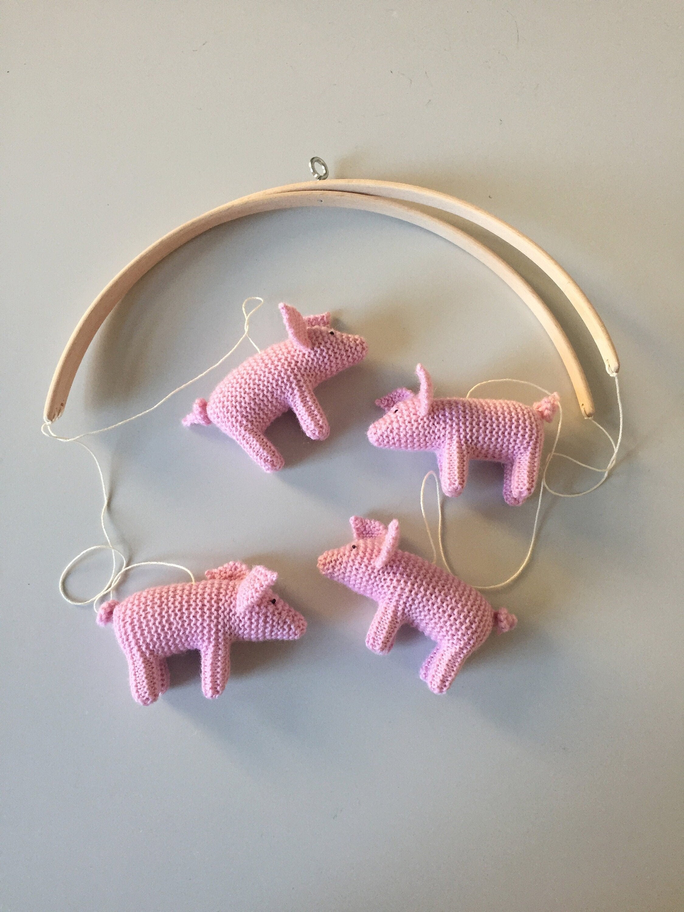 Baby Crib Mobile - Knitted Piglets