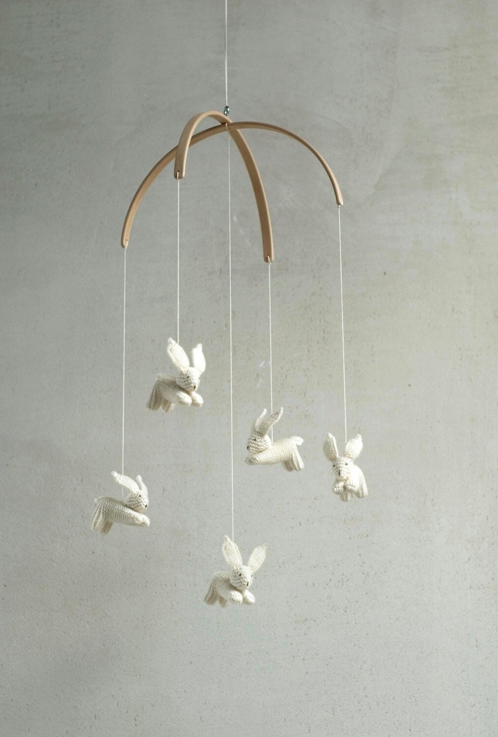 Baby Crib Mobile - Knitted Bunnies