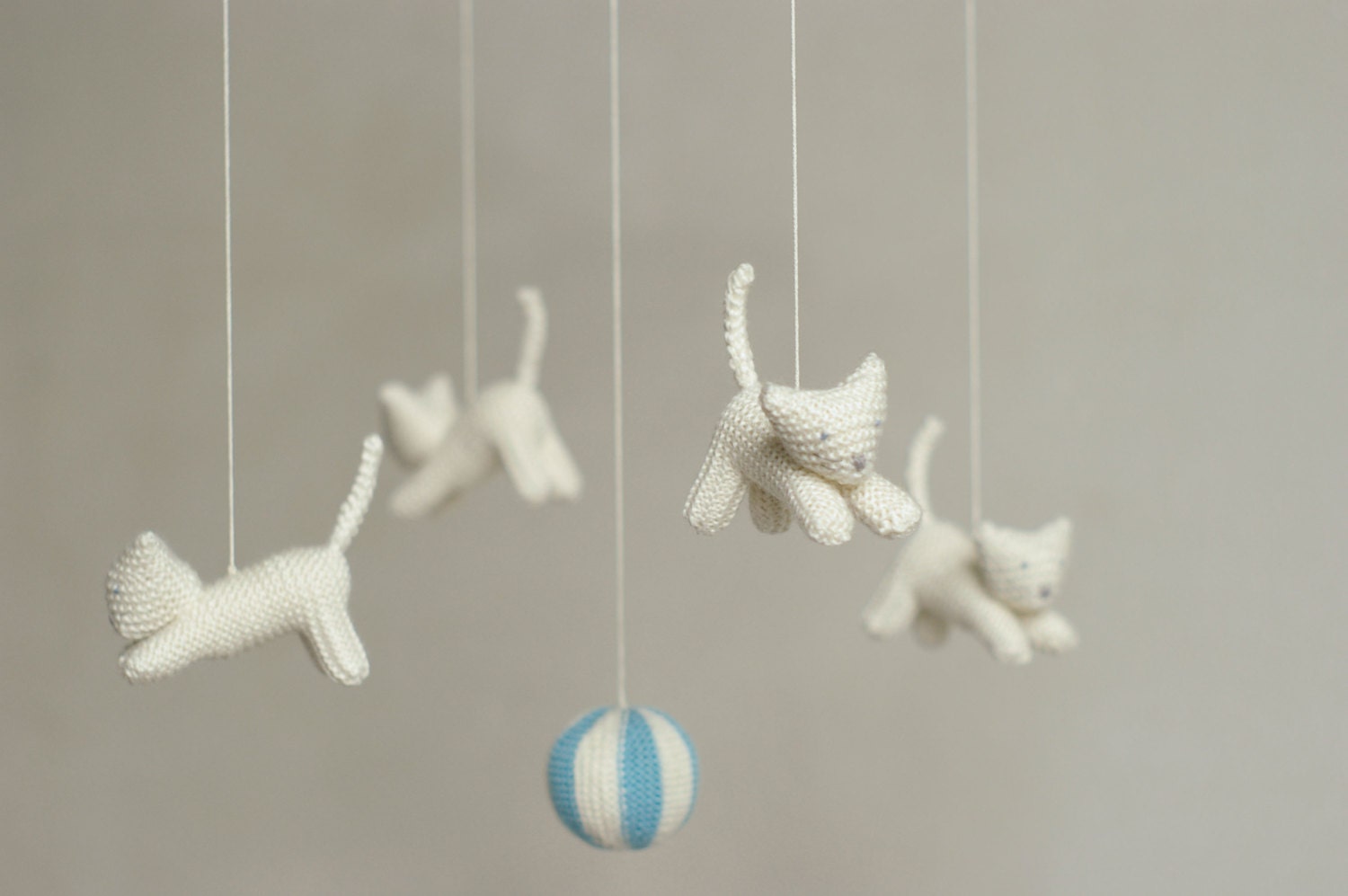 Baby Crib Mobile - Knitted Kittens