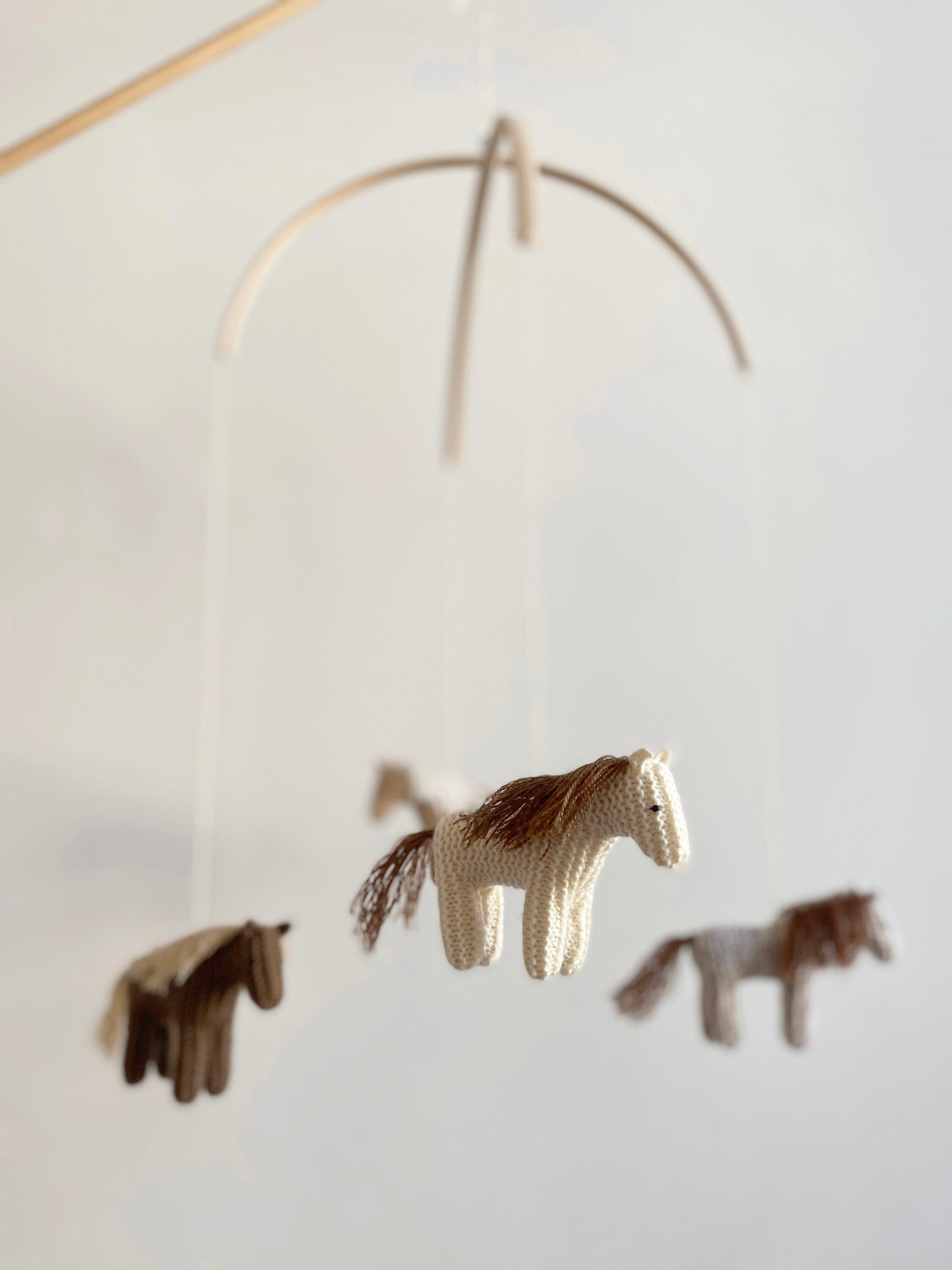 Hand-Knitted Horse Mobile for Nursery