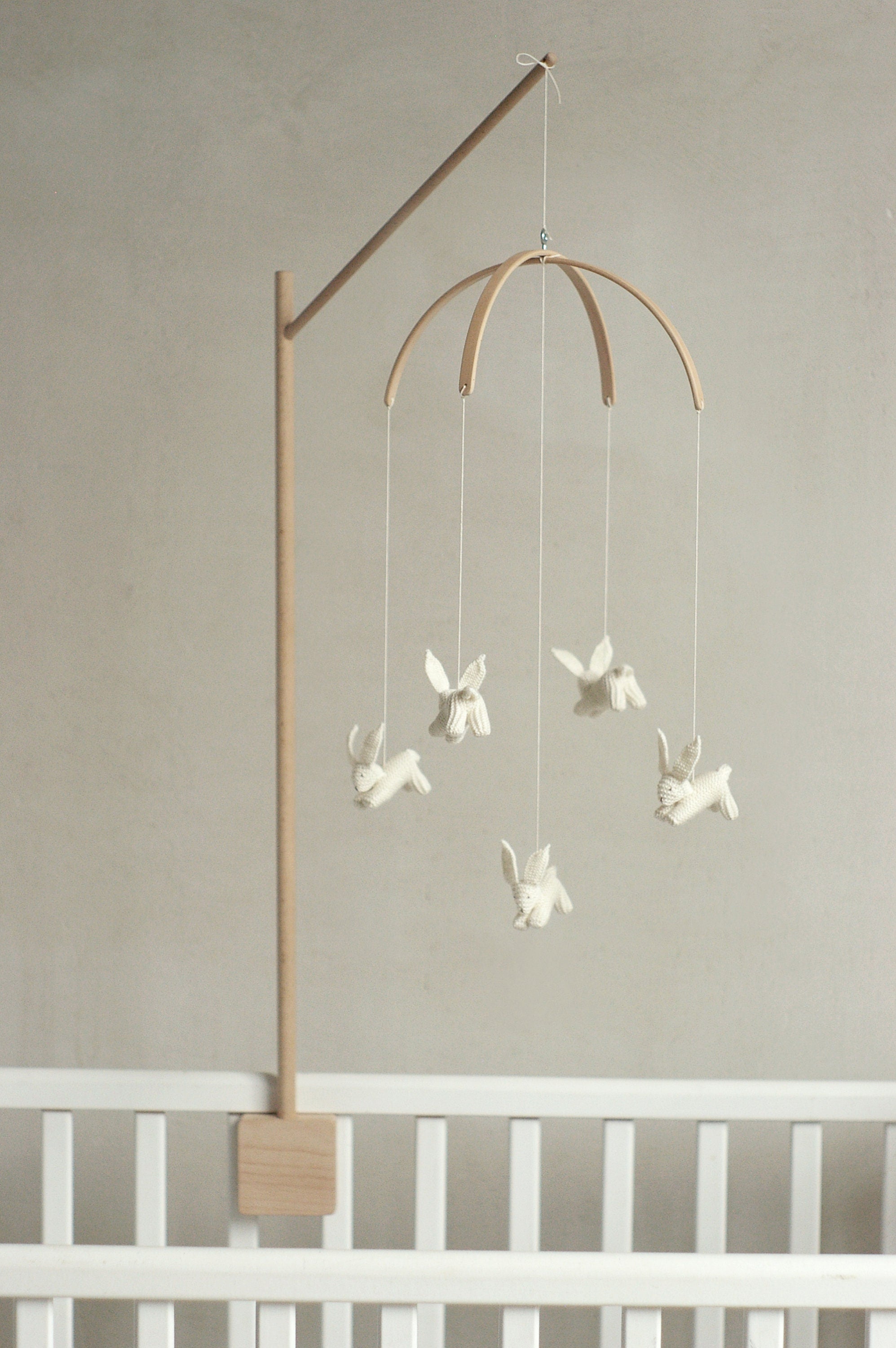 Baby Crib Mobile - Knitted Bunnies