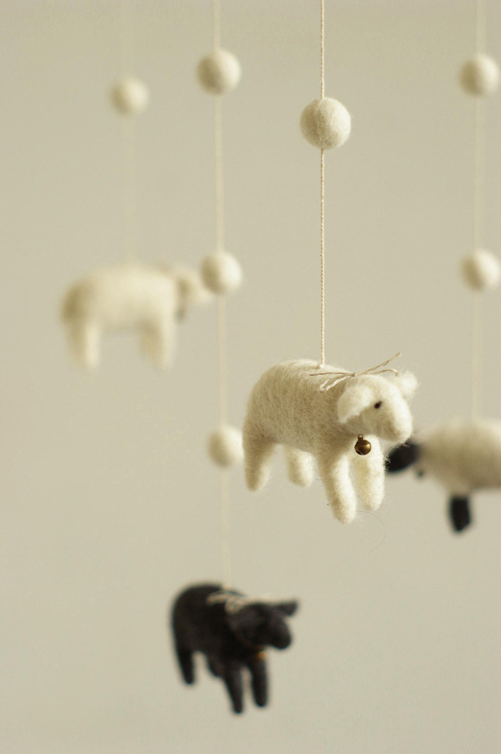Felted Sheep Baby Mobile – Handcrafted Wool Nursery Mobile