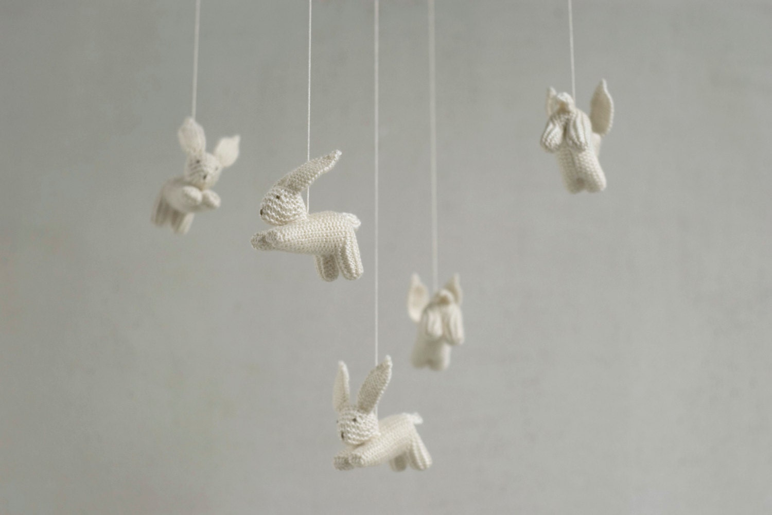 Baby Crib Mobile - Knitted Bunnies