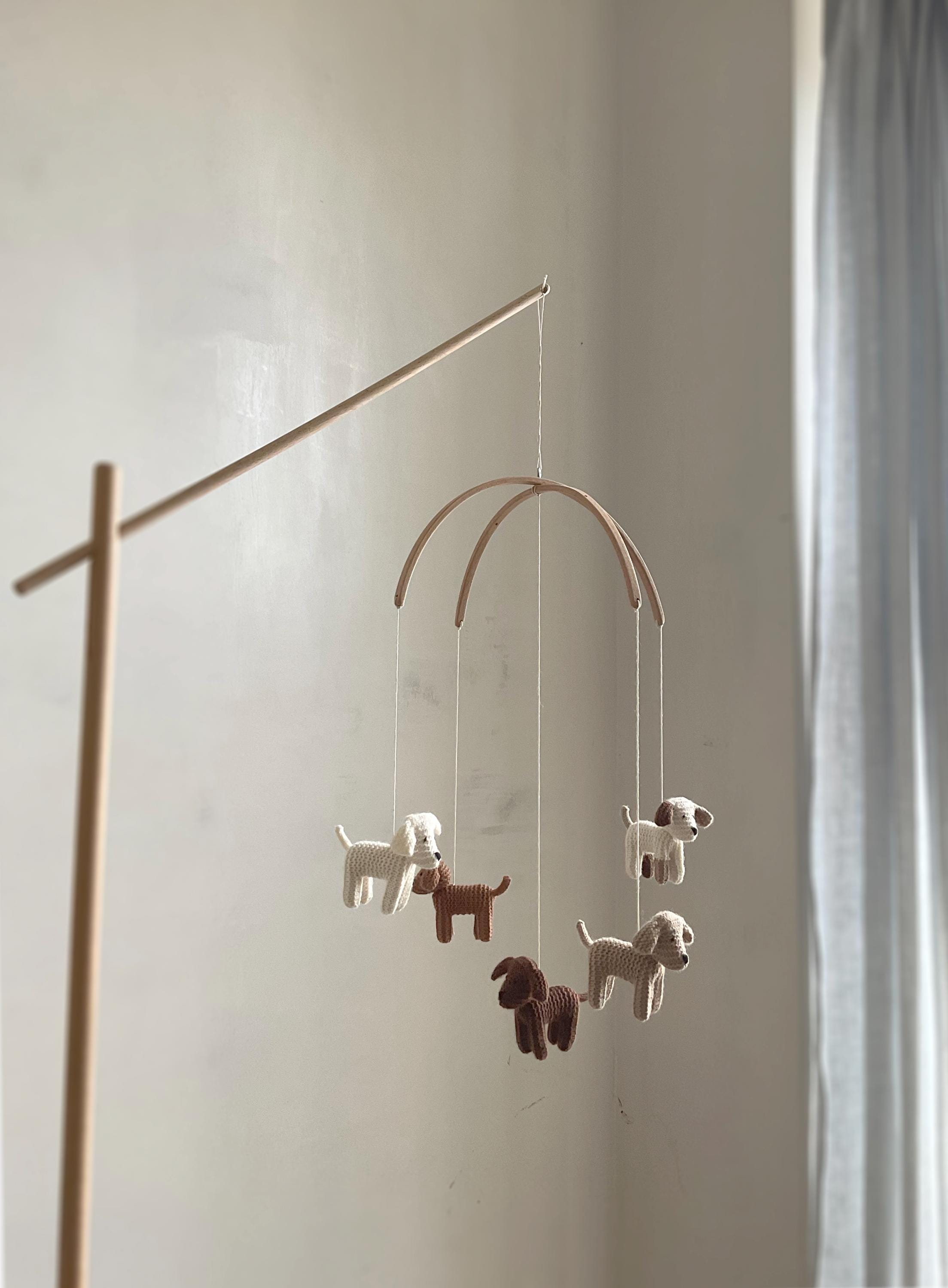 Baby Crib Mobile - Knitted Puppies