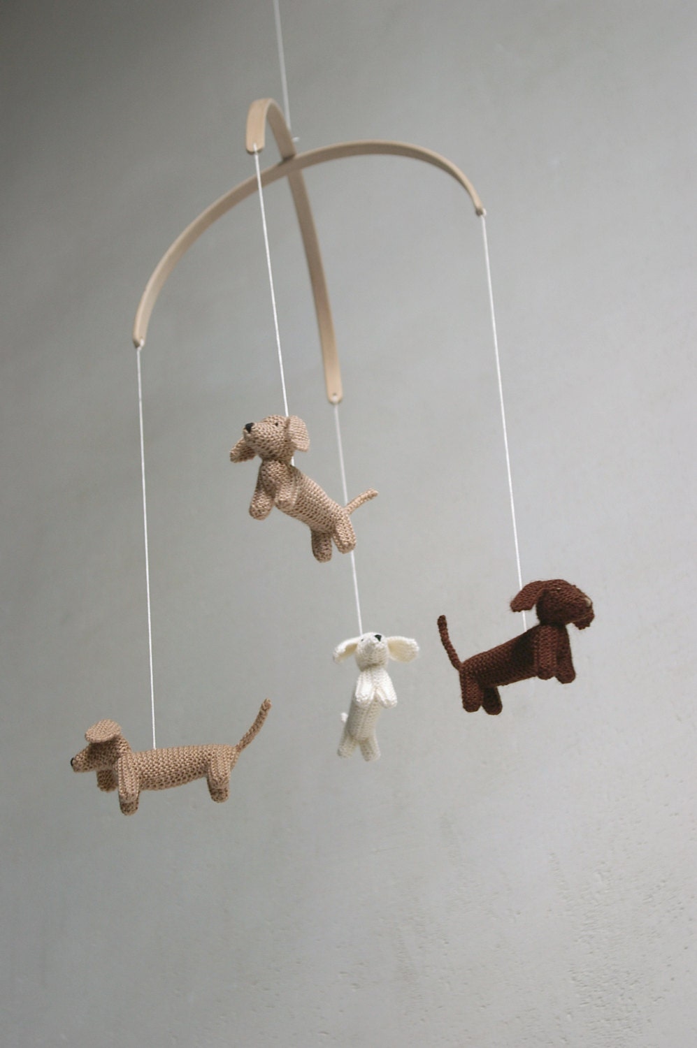 Baby Crib Mobile - Knitted Dachshunds