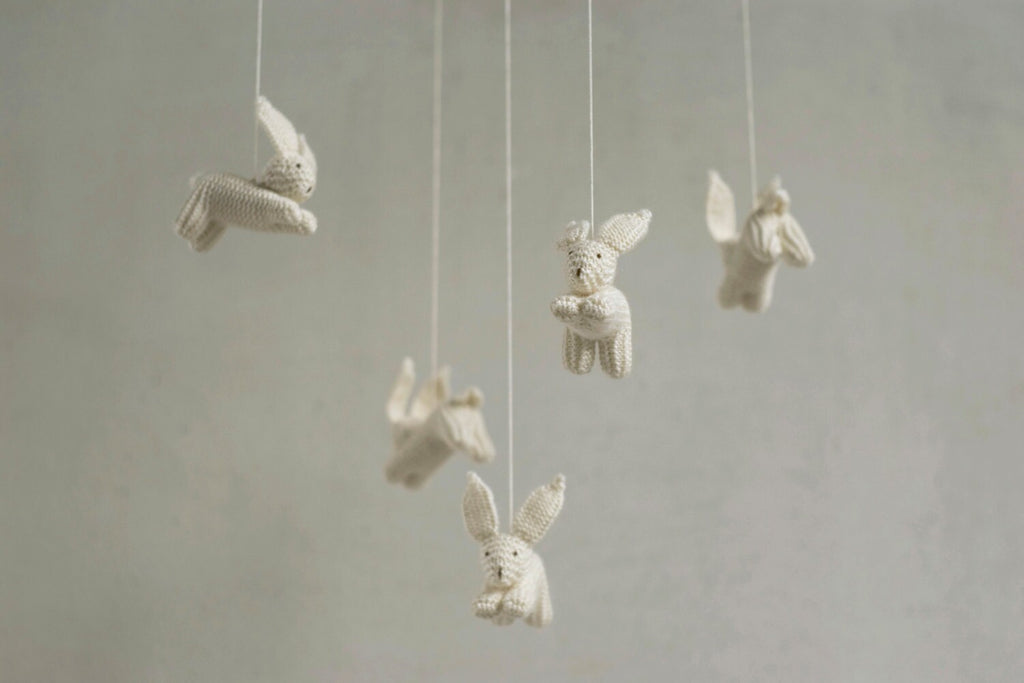 Baby Crib Mobile - Knitted Bunnies