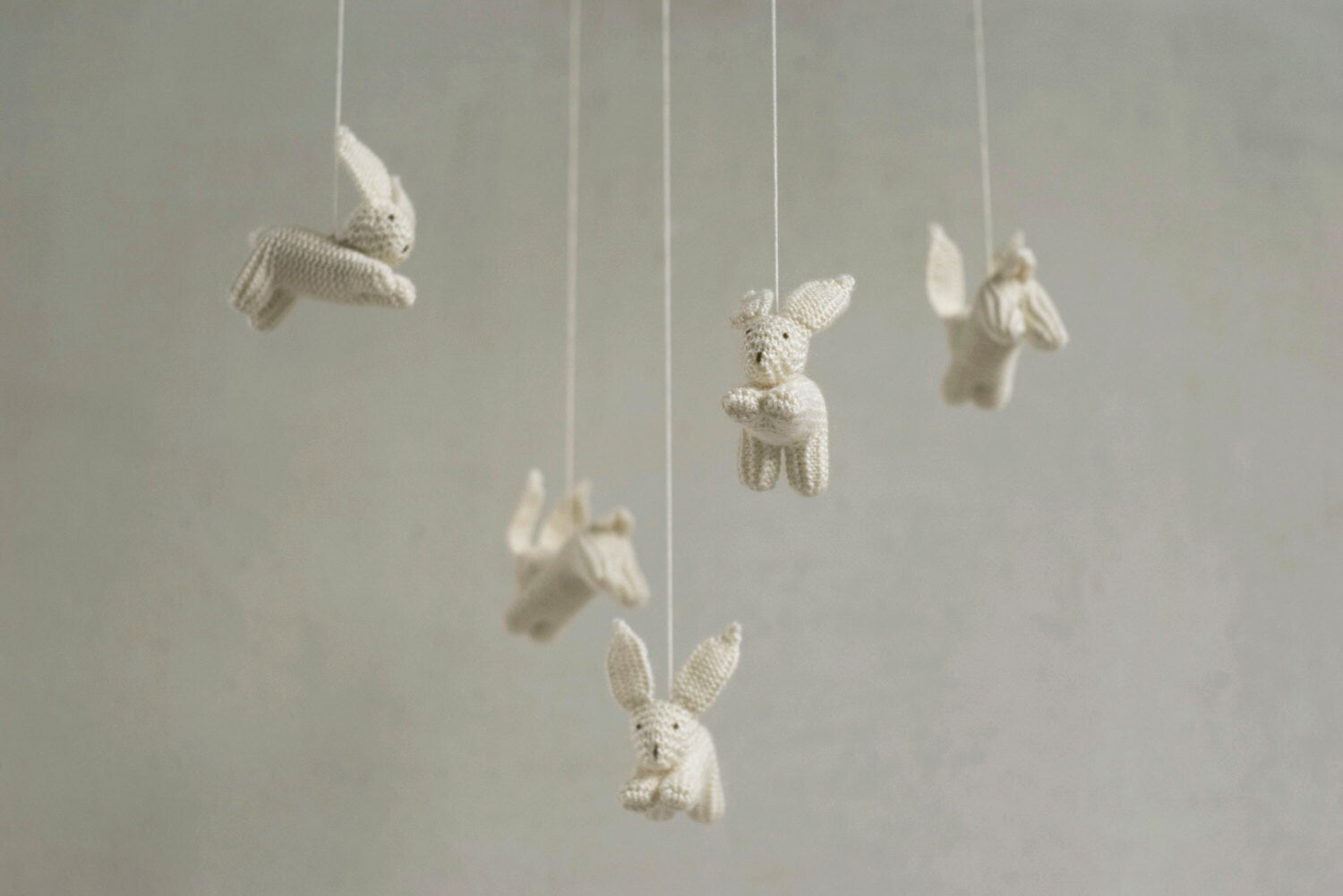 Baby Crib Mobile - Knitted Bunnies