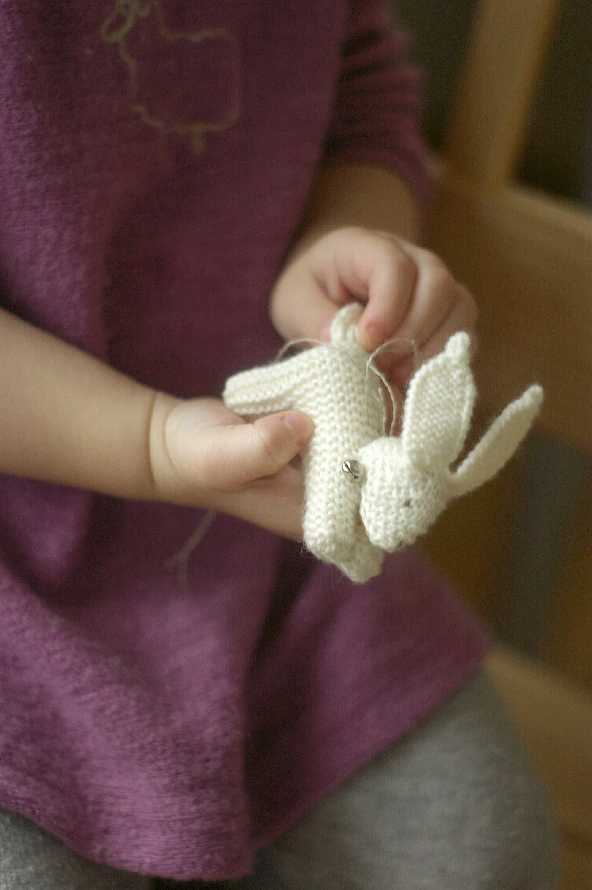 Baby Crib Mobile - Knitted Bunnies
