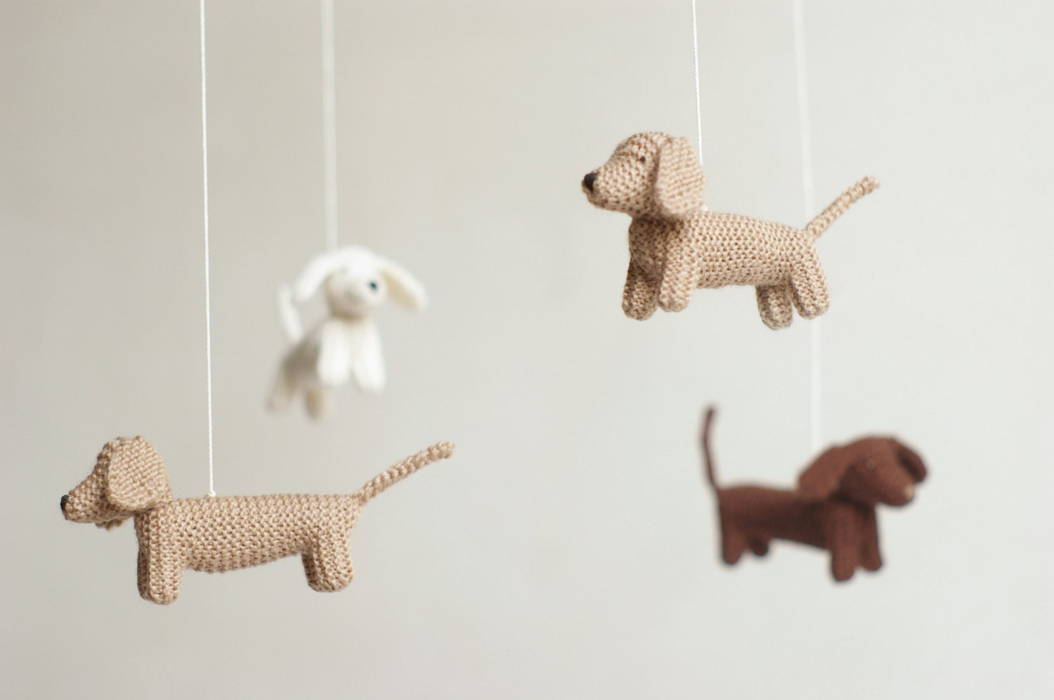 Baby Crib Mobile - Knitted Dachshunds