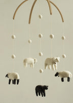 Felted Sheep Baby Mobile – Handcrafted Wool Nursery Mobile