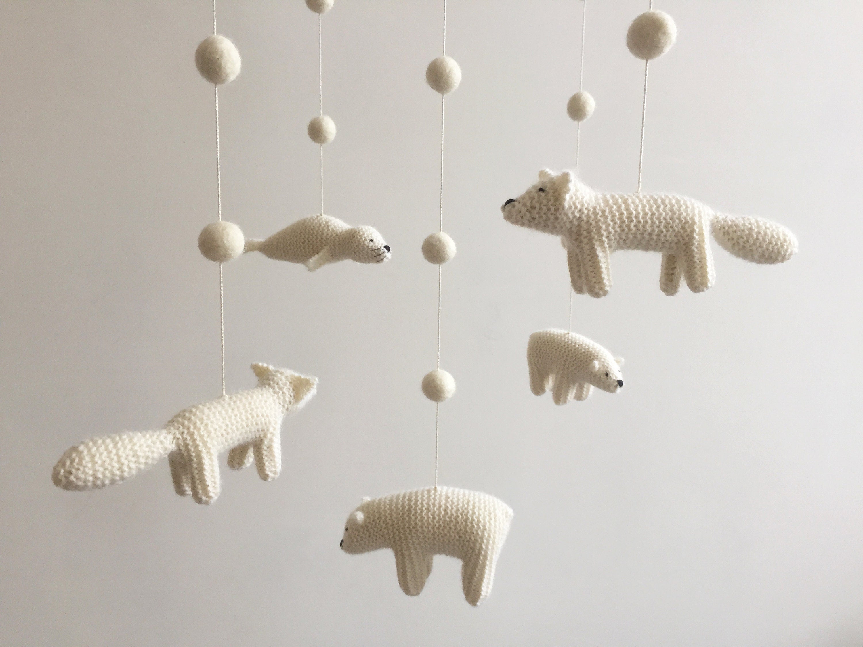 Hand-knitted Arctic Animals Baby Mobile