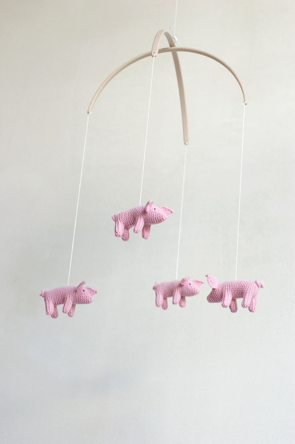 Baby Crib Mobile - Knitted Piglets