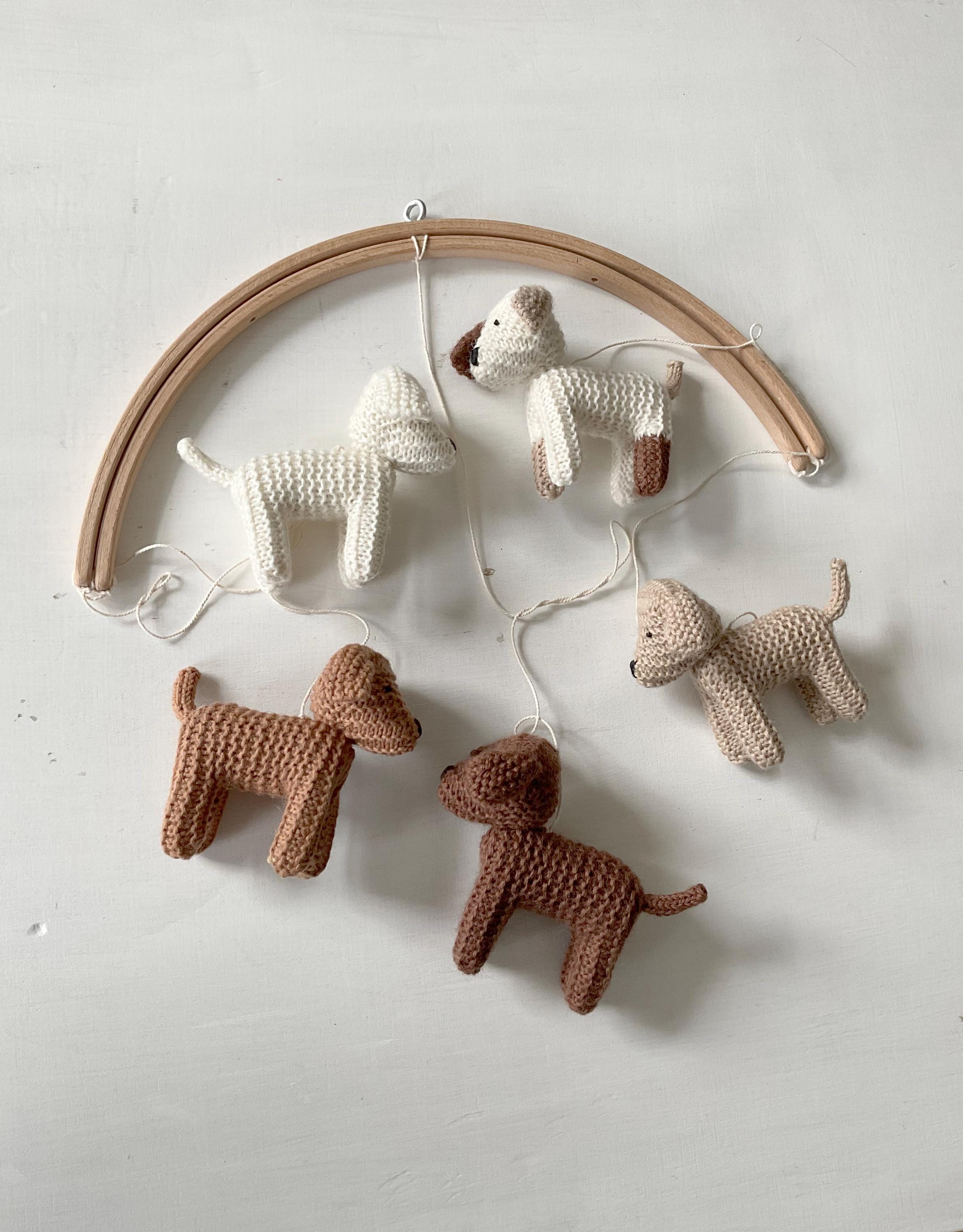 Baby Crib Mobile - Knitted Puppies
