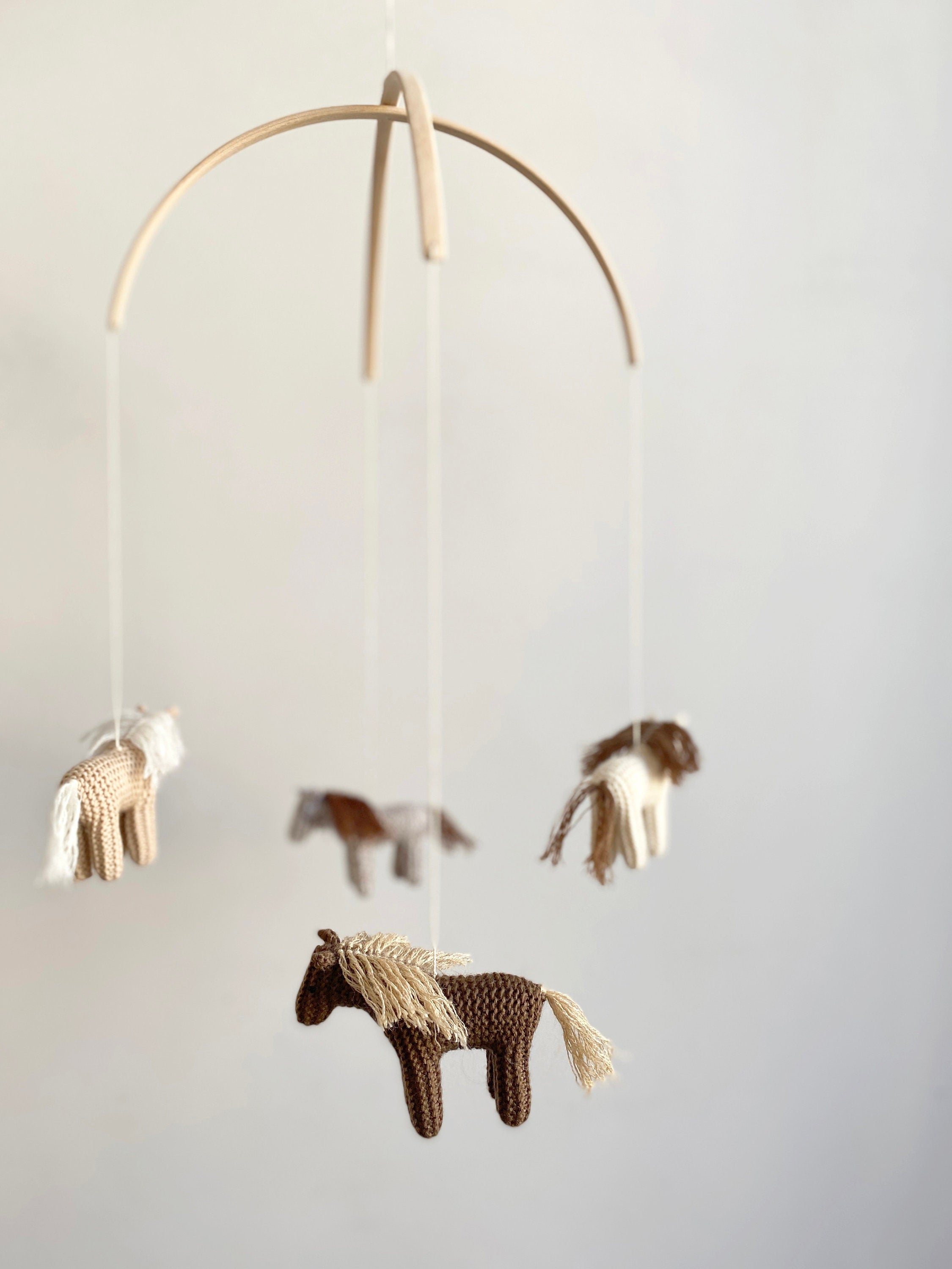 Hand-Knitted Horse Mobile for Nursery