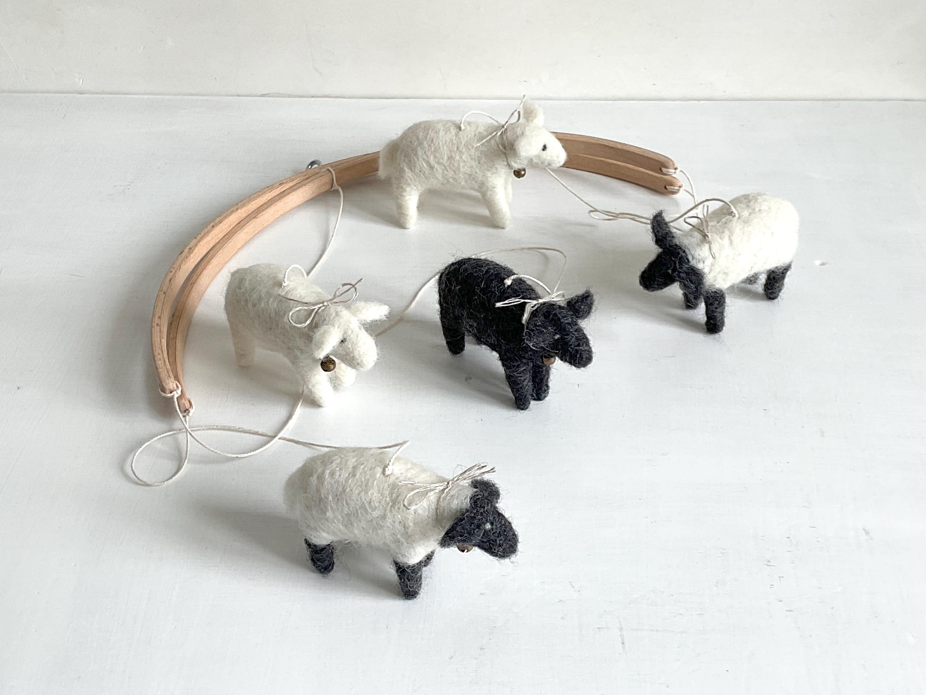 Felted Sheep Baby Mobile – Handcrafted Wool Nursery Mobile