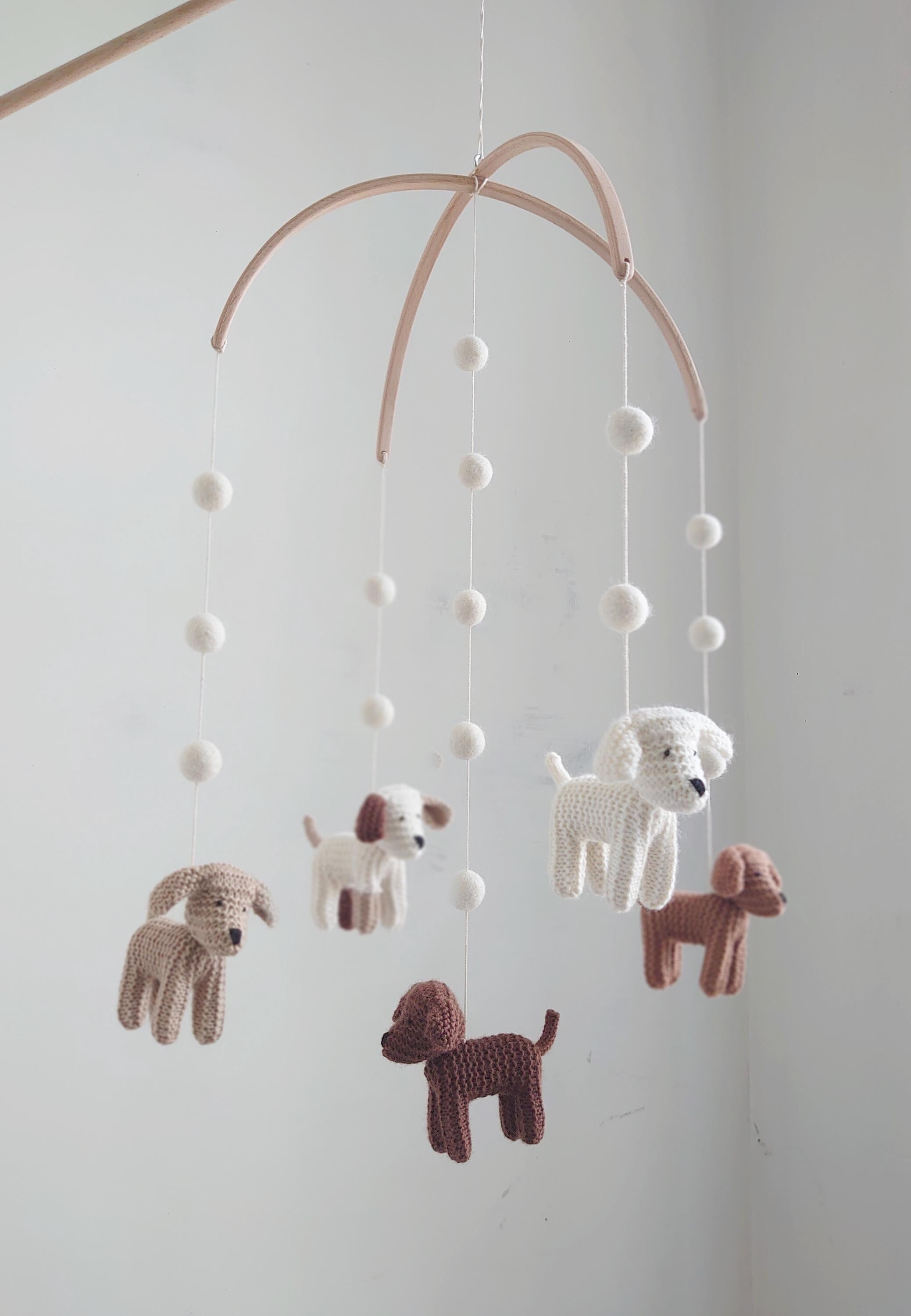 Knitted Wool Puppies Baby Mobile
