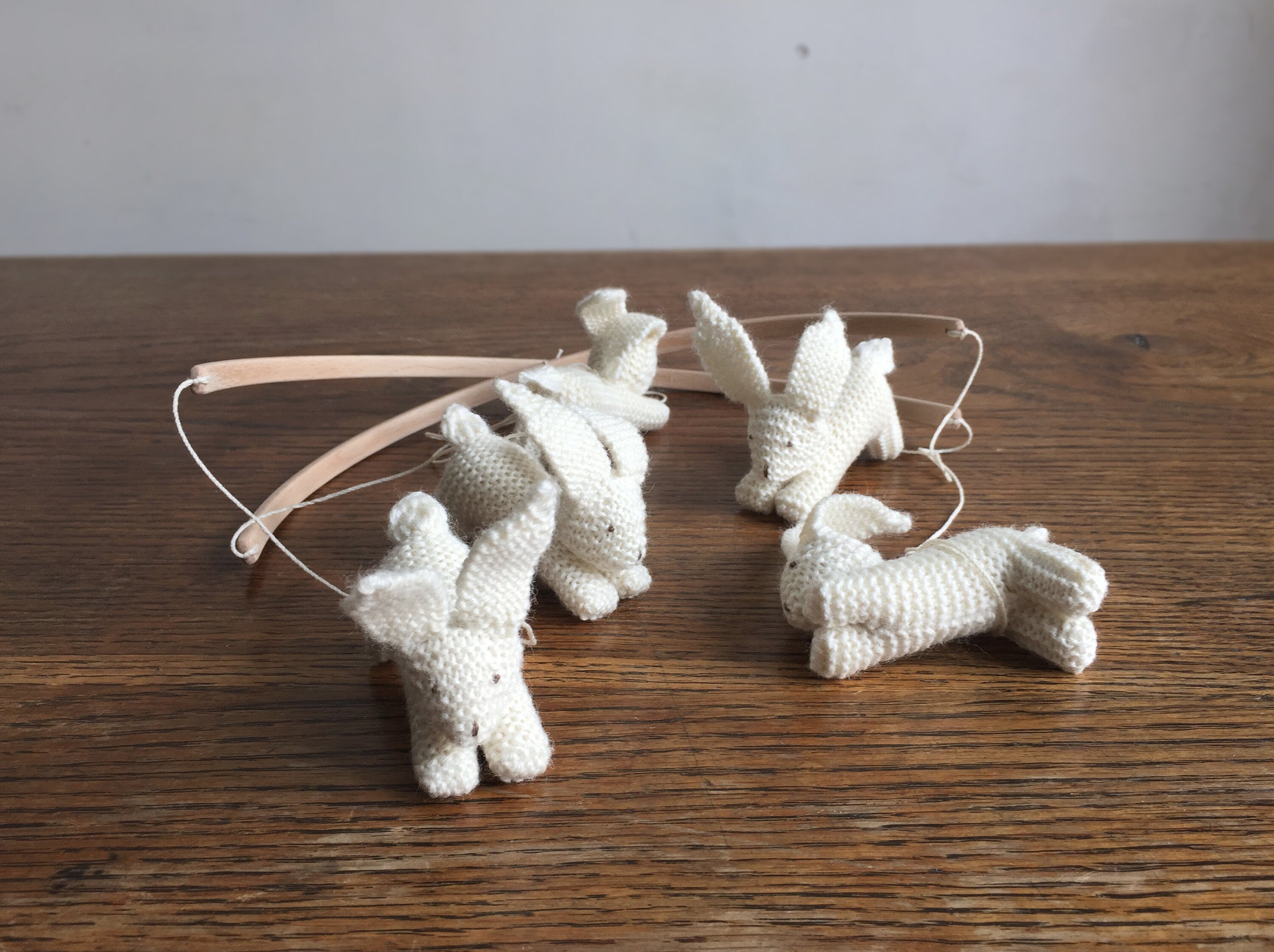 Baby Crib Mobile - Knitted Bunnies
