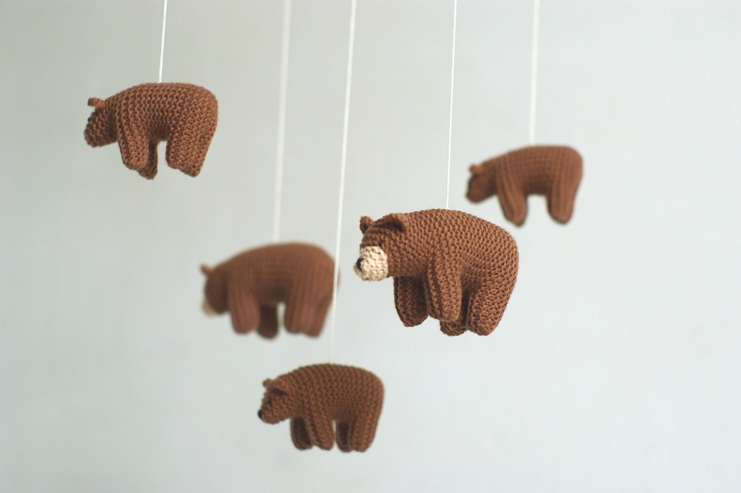 Baby Crib Mobile - Knitted Bears