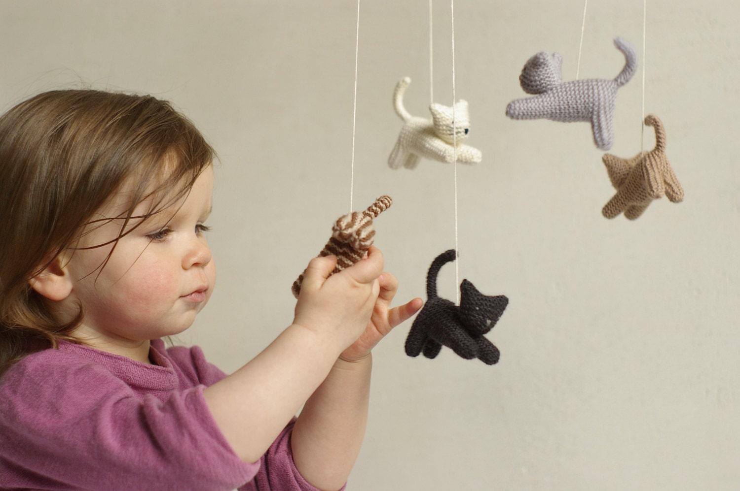 Knitted Kitten Baby Mobile