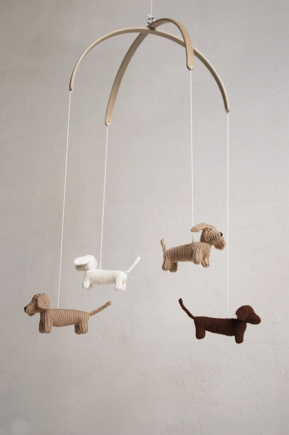 Baby Crib Mobile - Knitted Dachshunds