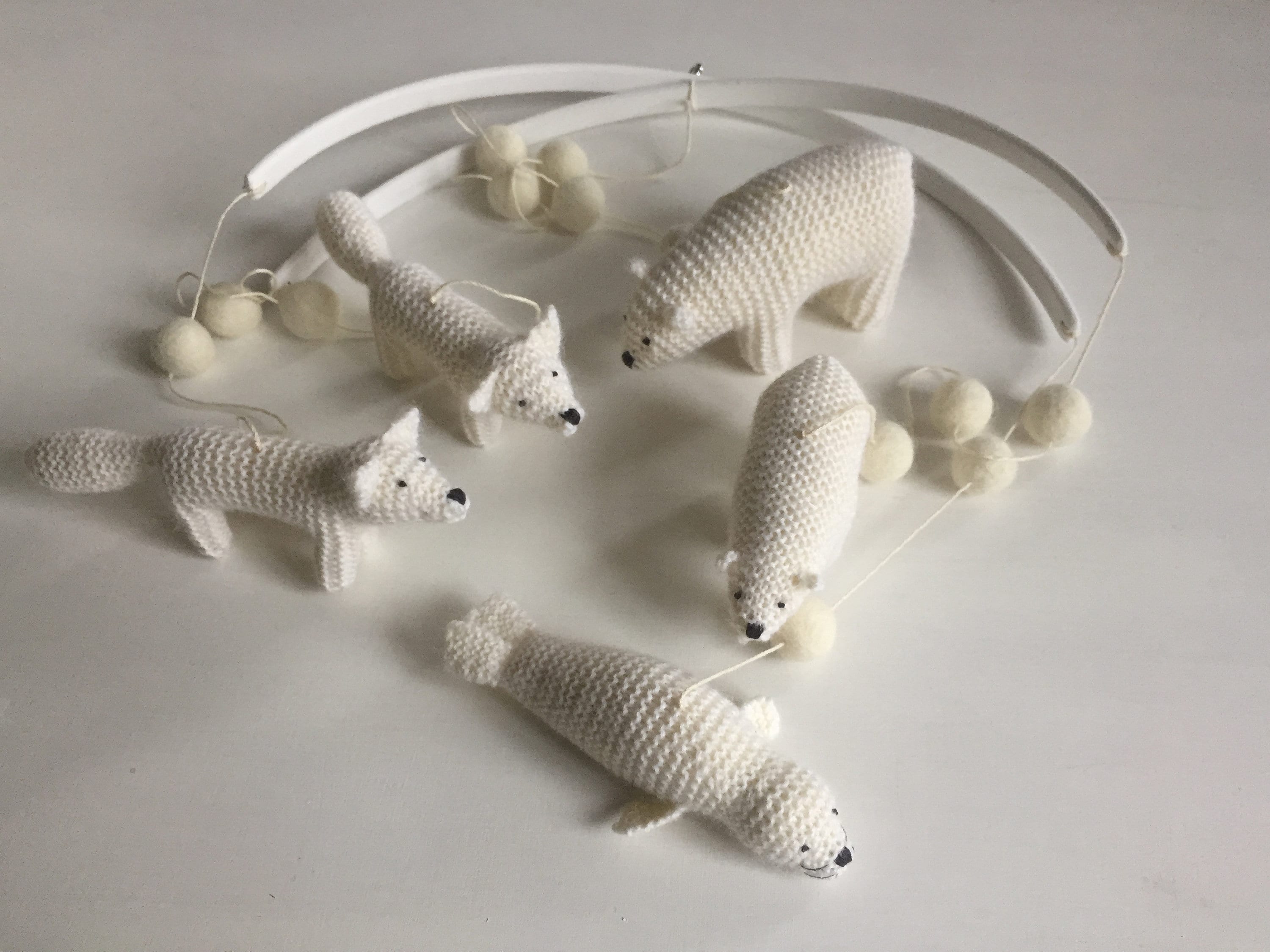 Hand-knitted Arctic Animals Baby Mobile