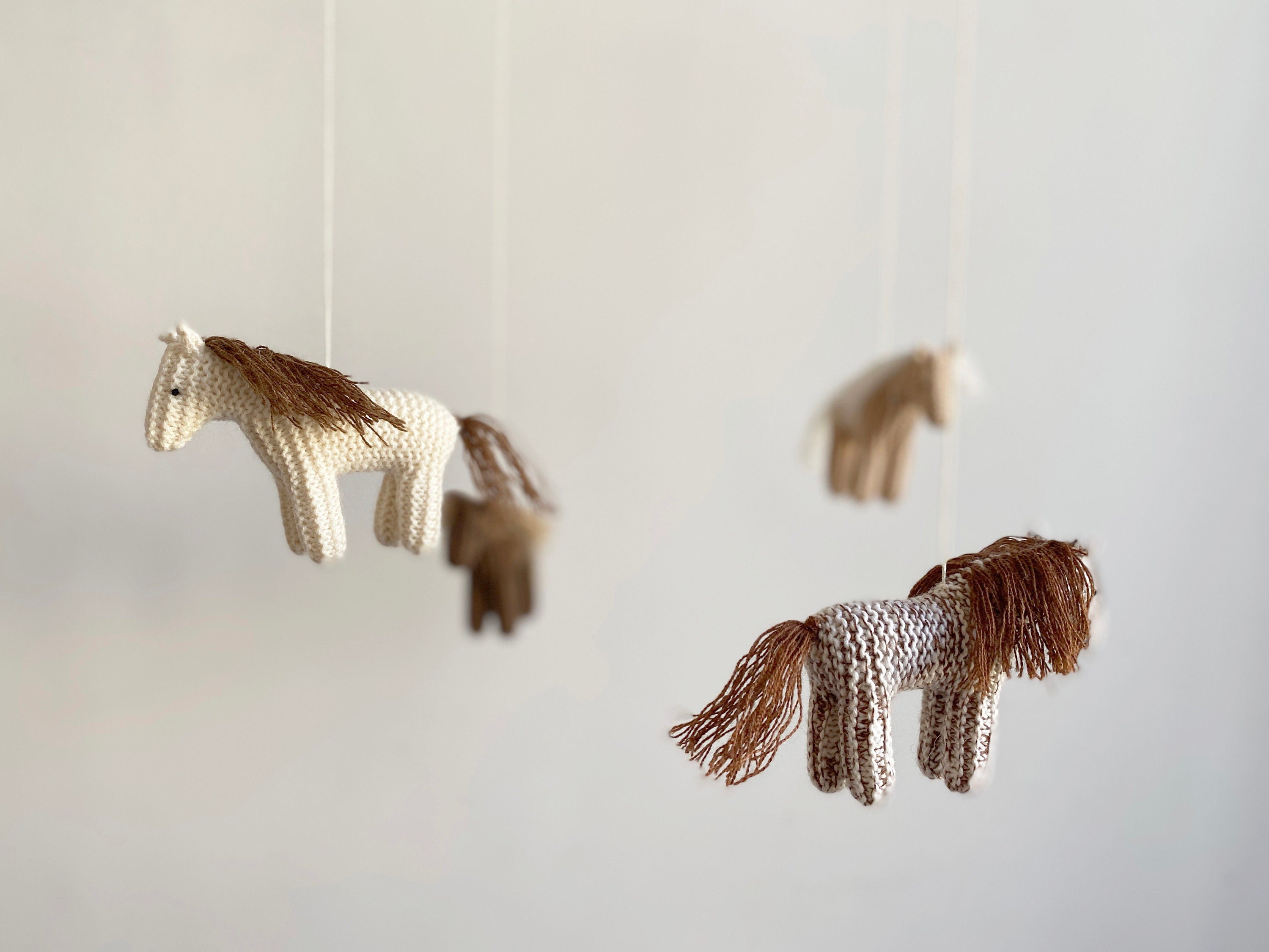 Hand-Knitted Horse Mobile for Nursery