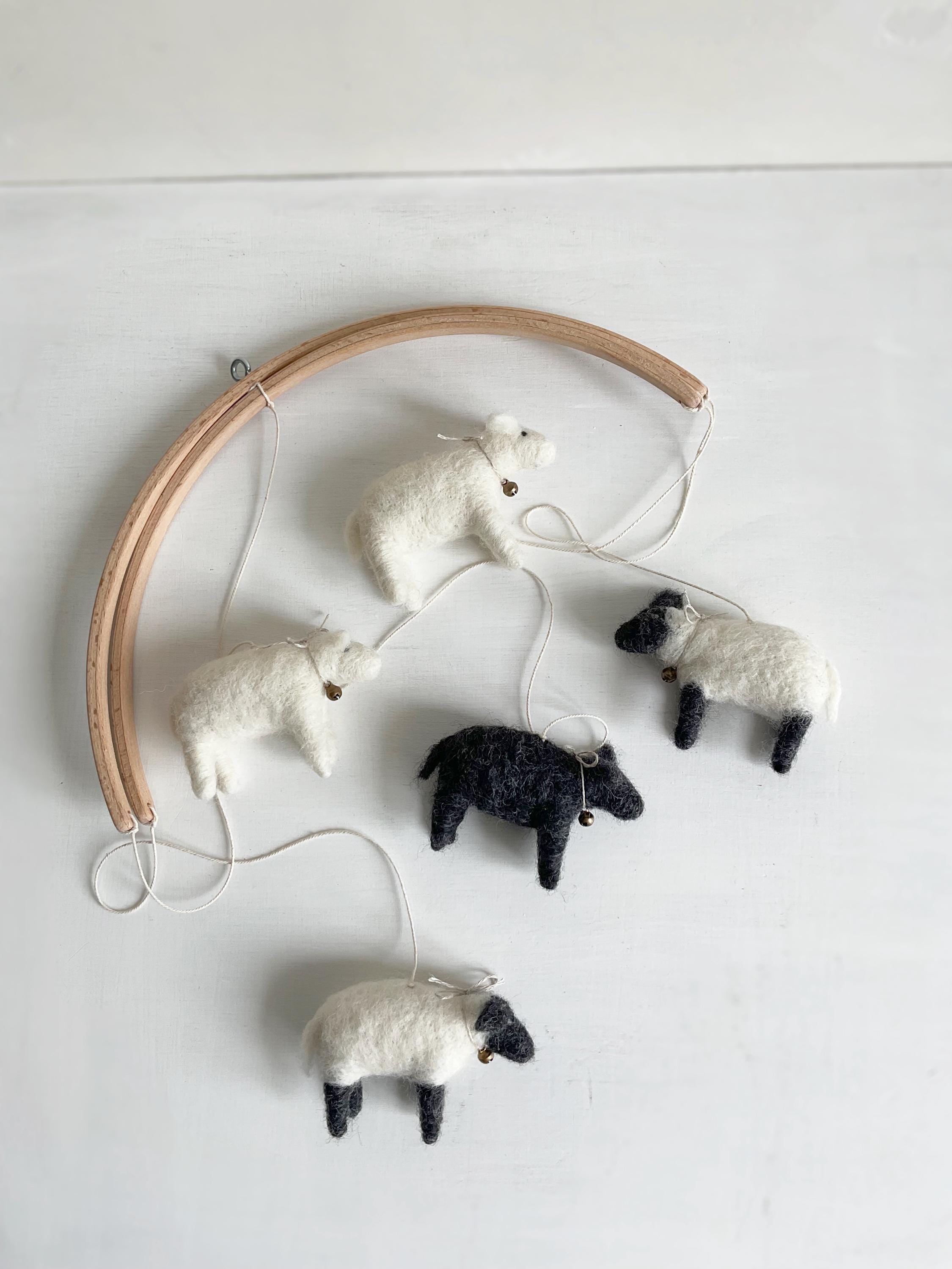 Felted Sheep Baby Mobile – Handcrafted Wool Nursery Mobile