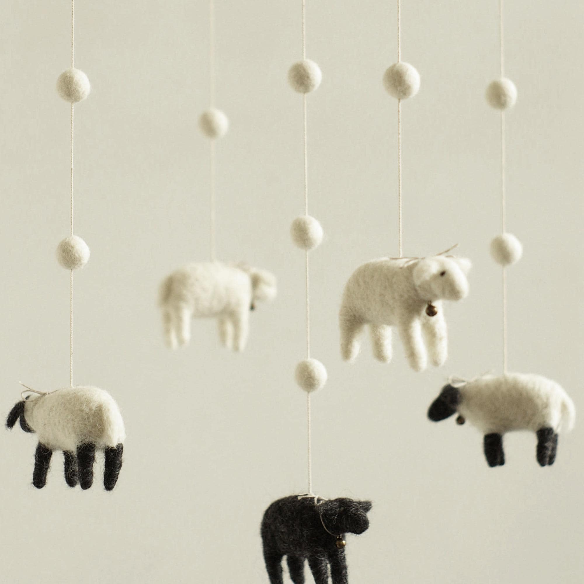 Felted Sheep Baby Mobile – Handcrafted Wool Nursery Mobile
