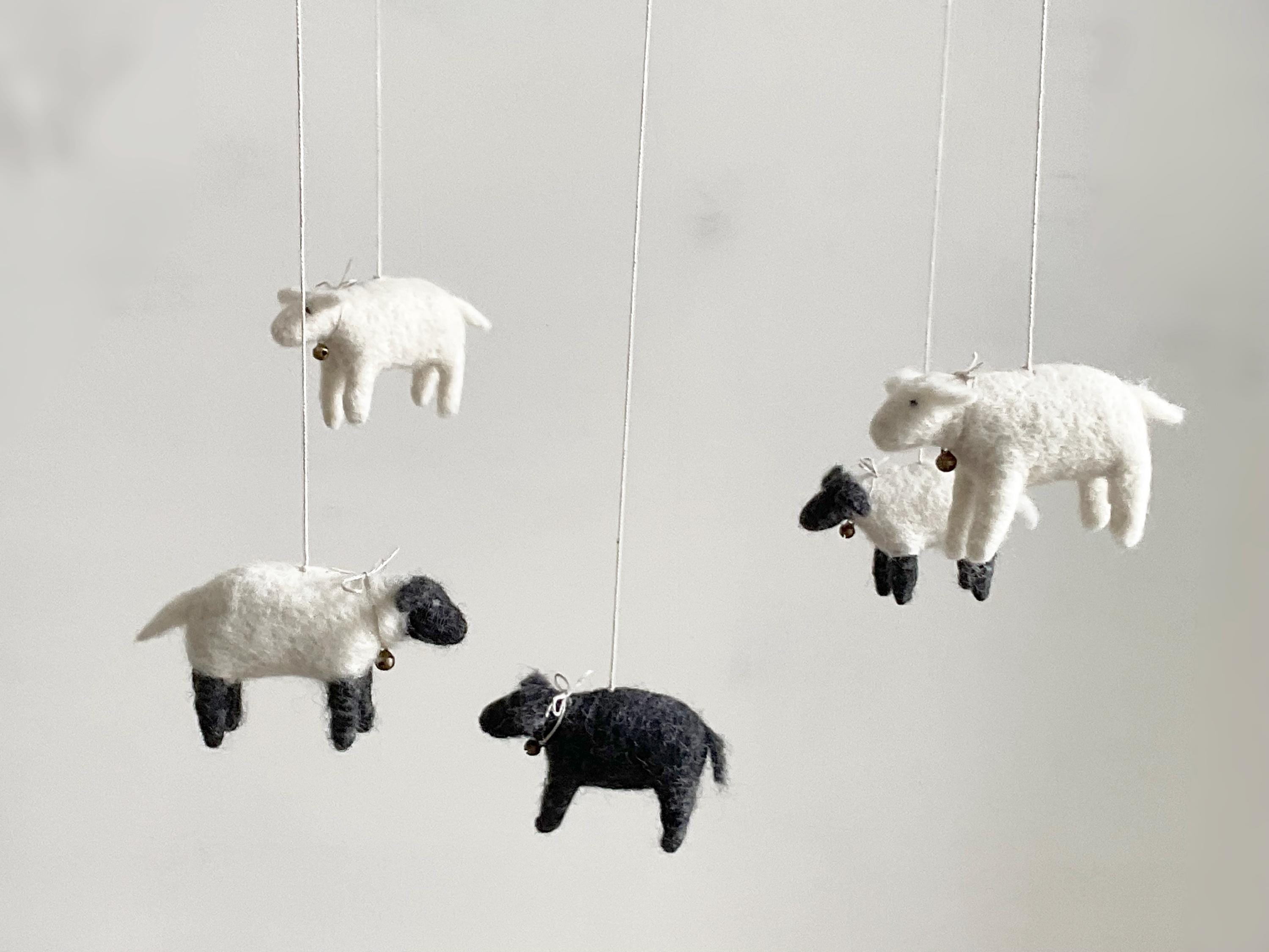 Felted Sheep Baby Mobile – Handcrafted Wool Nursery Mobile