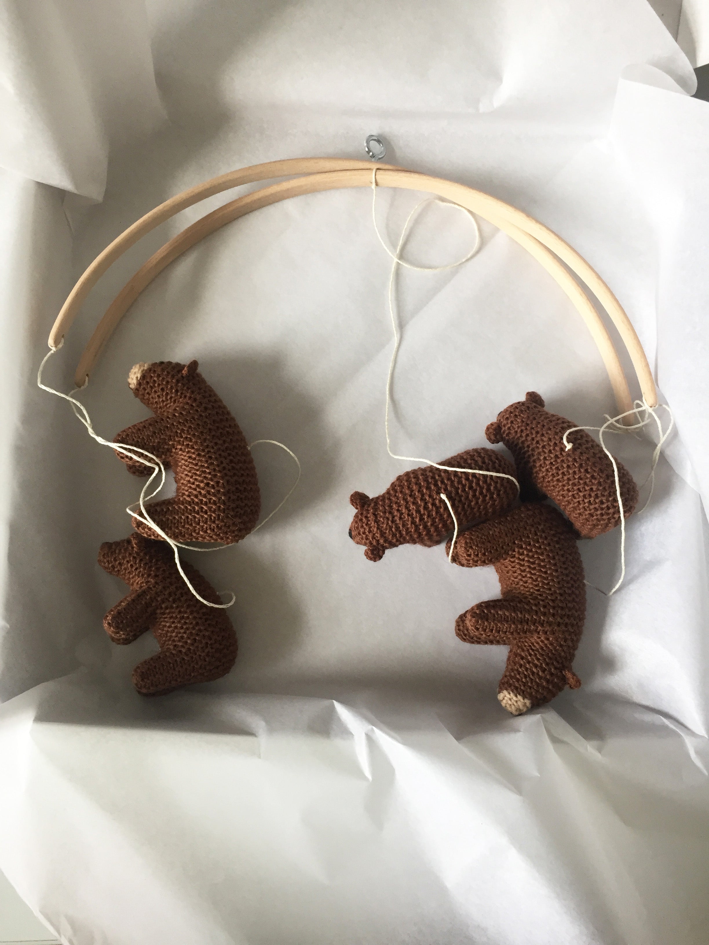 Baby Crib Mobile - Knitted Bears