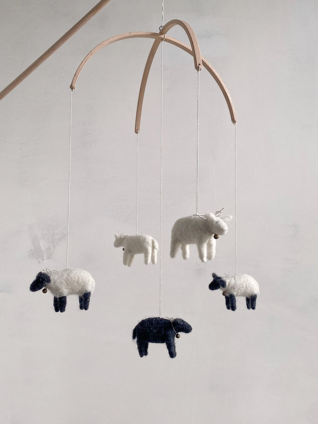 Felted Sheep Baby Mobile – Handcrafted Wool Nursery Mobile