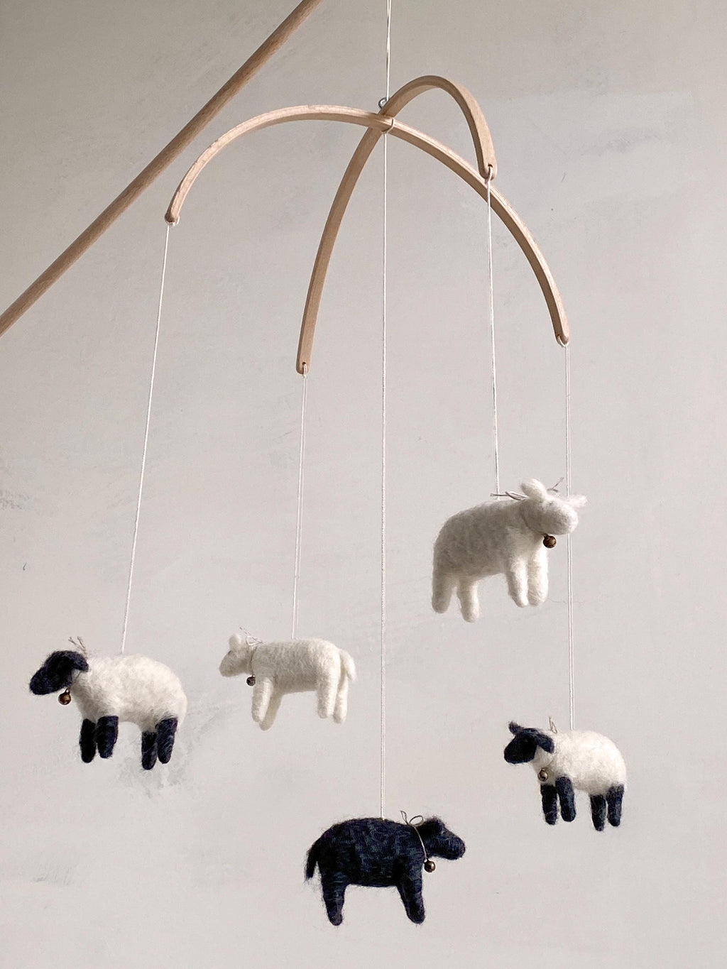 Felted Sheep Baby Mobile – Handcrafted Wool Nursery Mobile