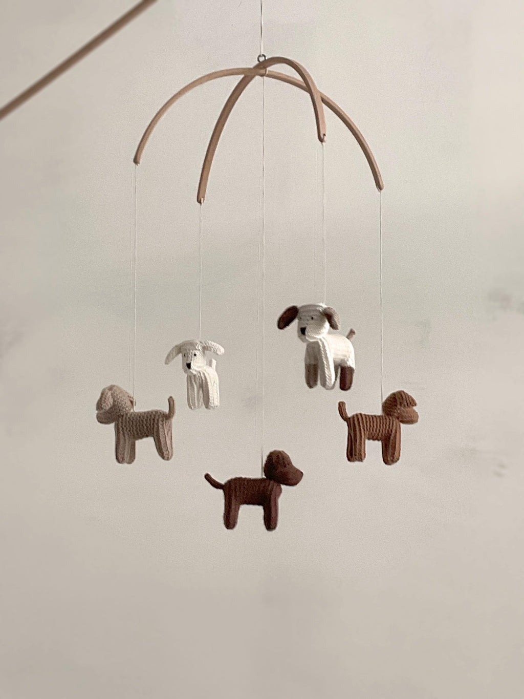 Baby Crib Mobile - Knitted Puppies
