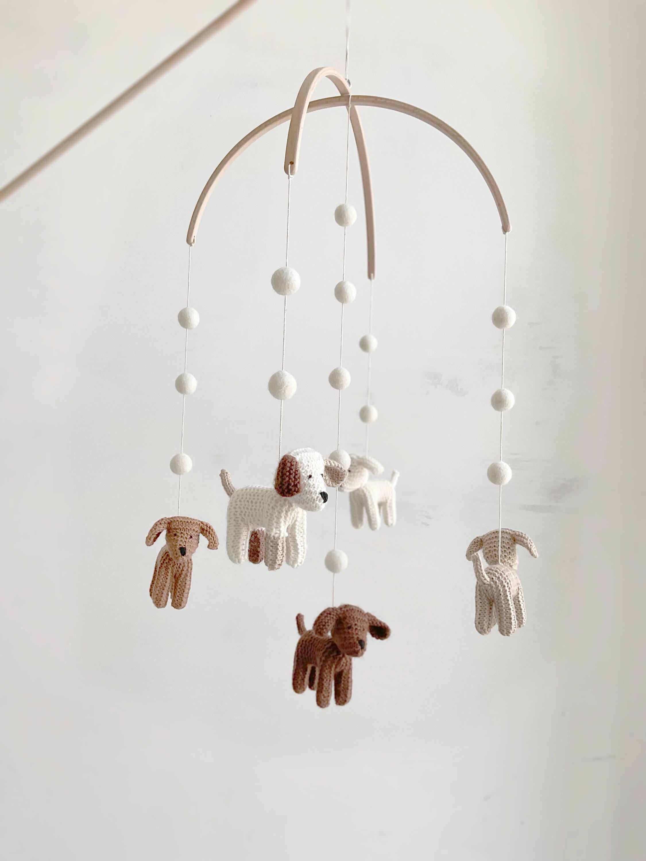 Knitted Wool Puppies Baby Mobile