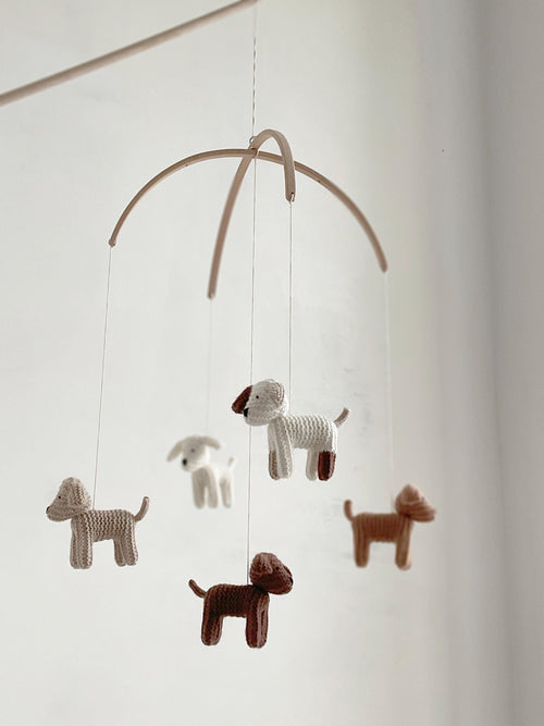 Baby Crib Mobile - Knitted Puppies