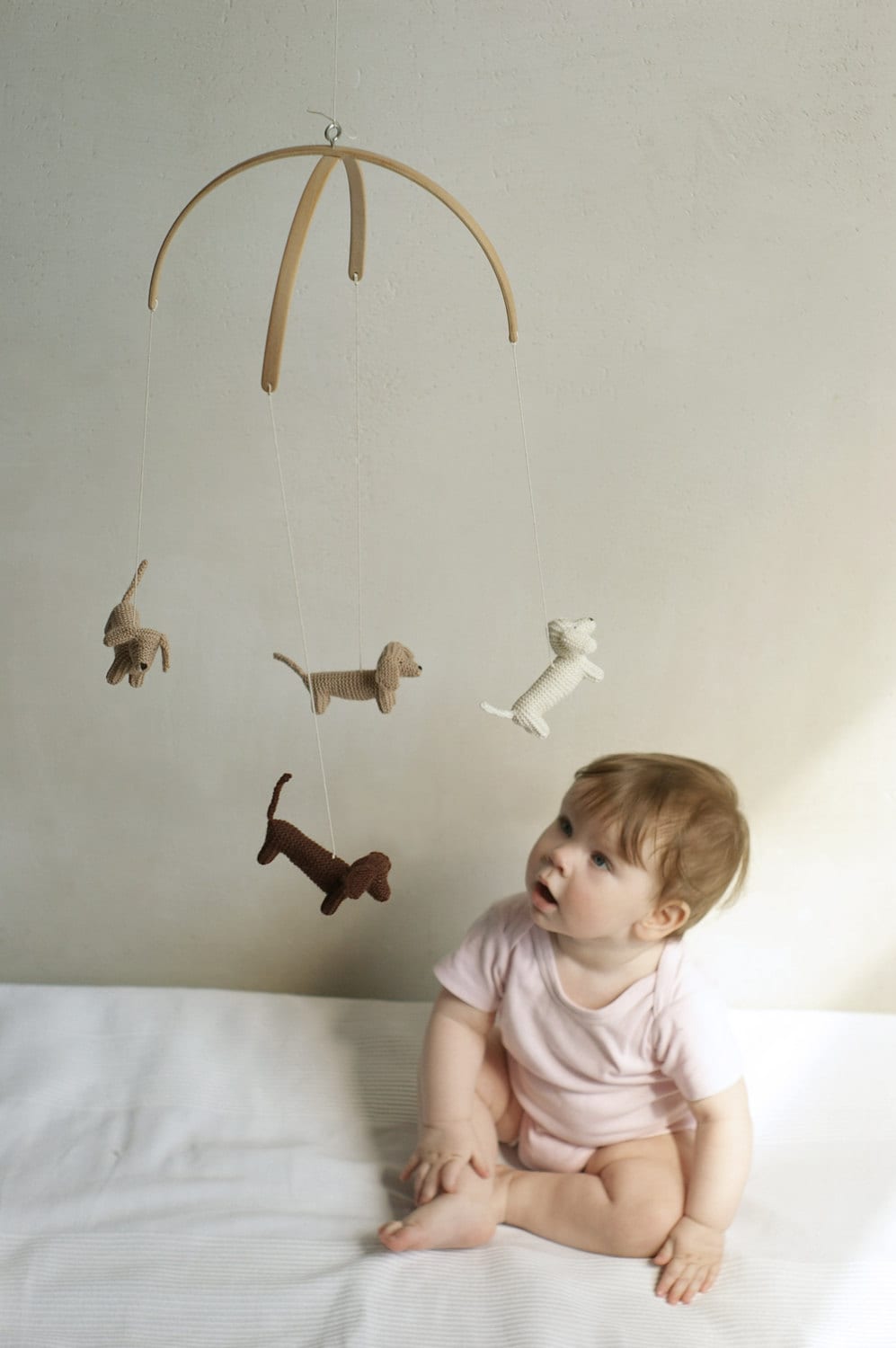 Baby Crib Mobile - Knitted Dachshunds