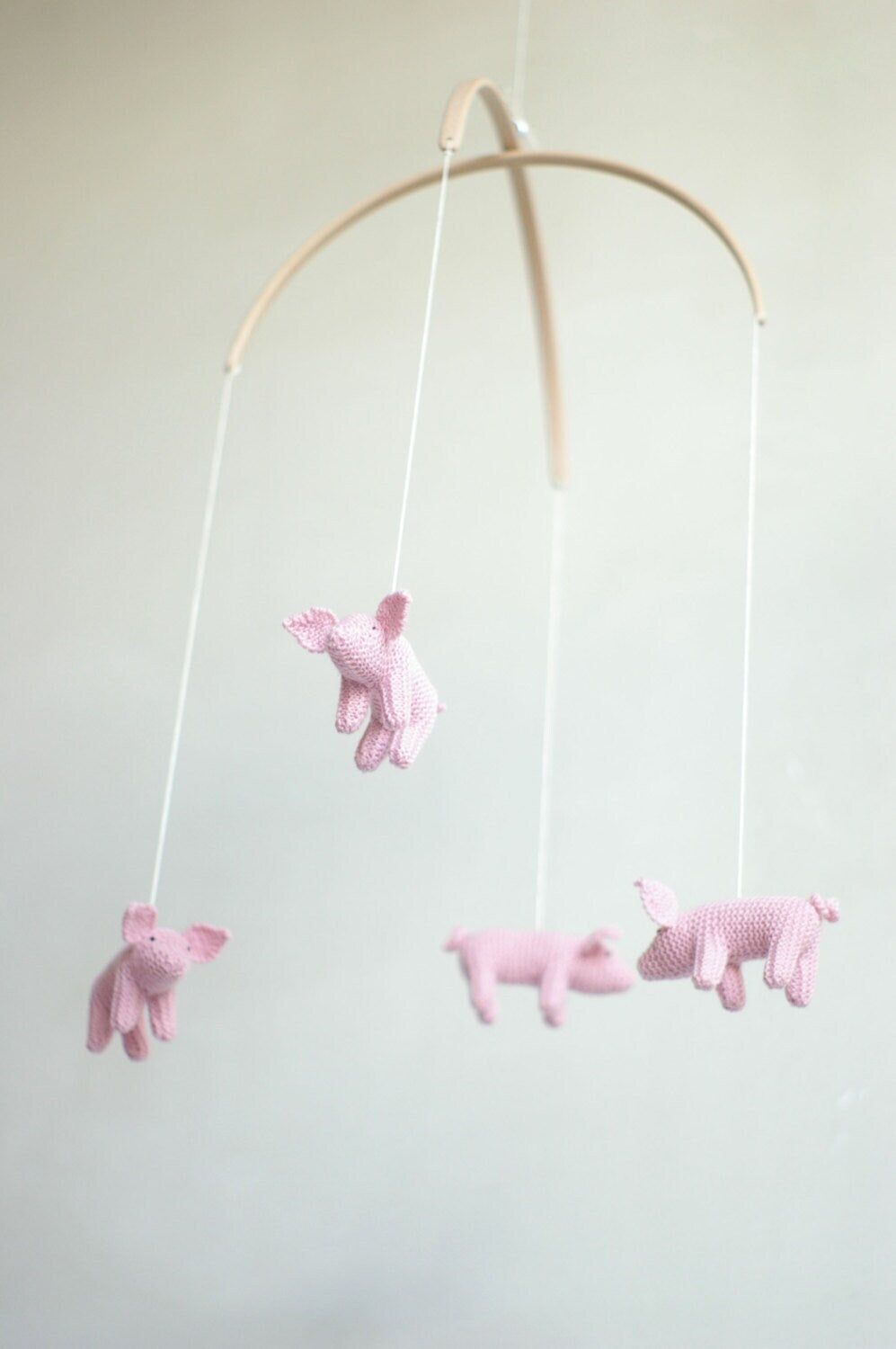 Baby Crib Mobile - Knitted Piglets