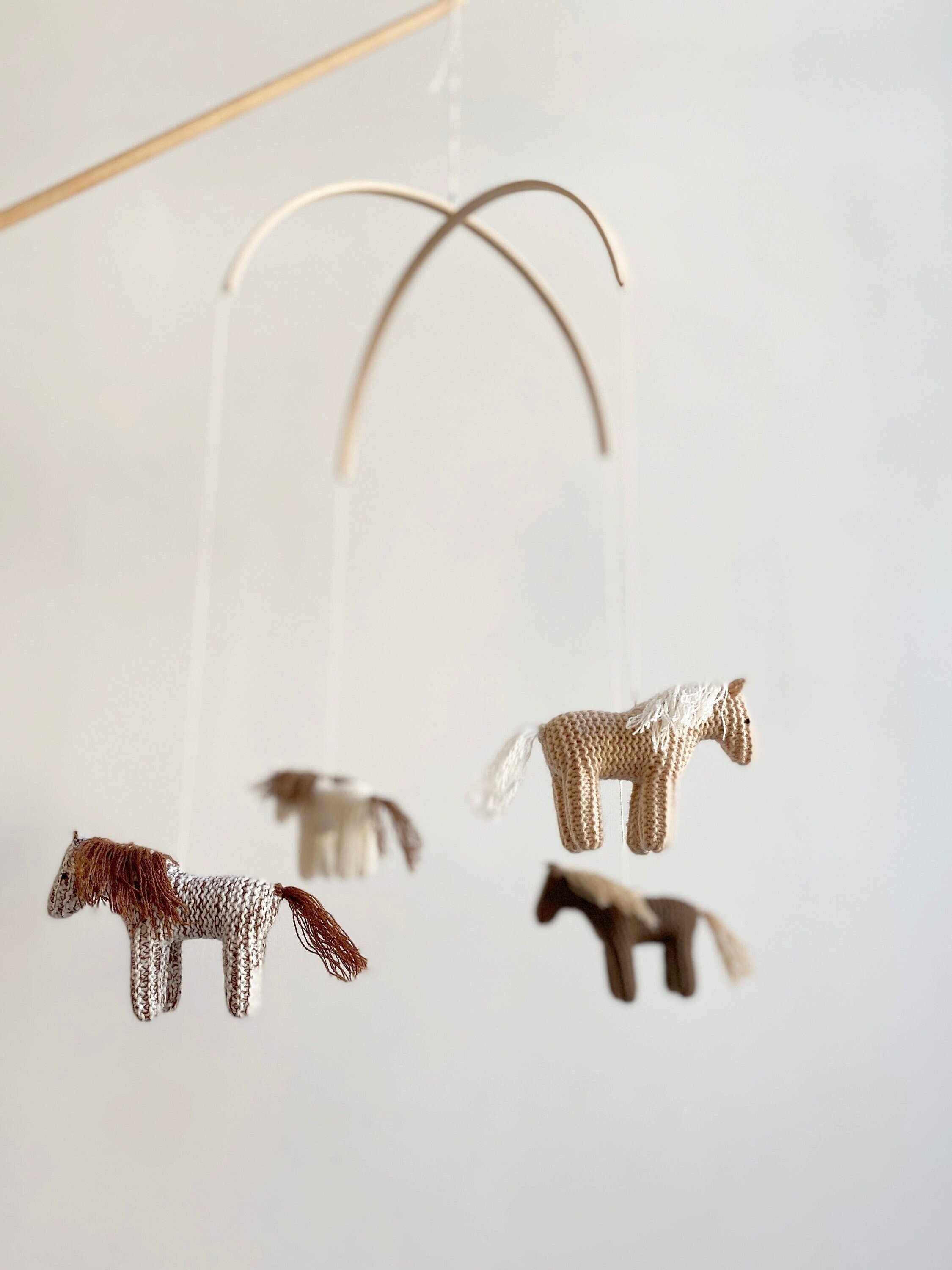 Hand-Knitted Horse Mobile for Nursery