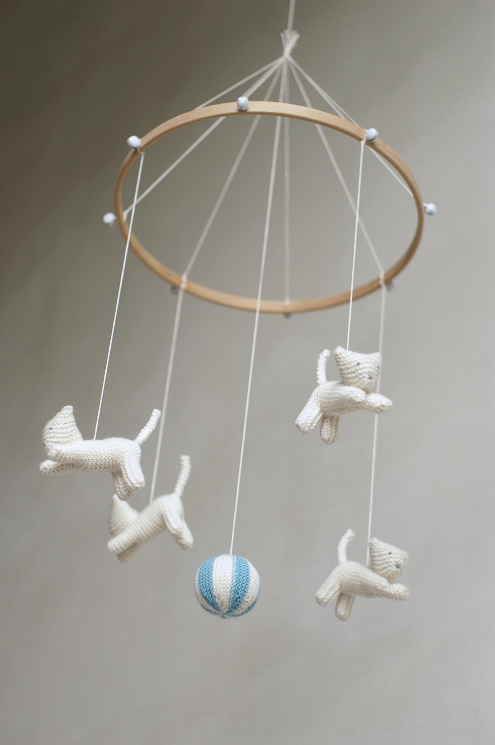 Baby Crib Mobile - Knitted Kittens